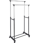 Trade Shop Traesio-stand Appendiabiti Allungabile In Acciaio Telescopico Ruote Doppio L80xh95-170cm -