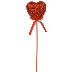 Trade Shop Traesio-set 2 Pezzi Spillone Cuore Rosso Glitterato 13x2,5x30 Cm Accessori San Valentino -