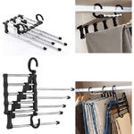 Trade Shop Traesio-gruccia Multiuso Per Pantaloni 5 In 1 Stampelle Organizer Armadio Salvaspazio -