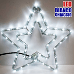 Trade Shop Traesio-doppia Stella Natalizia Luminosa 50 Led Colore Bianco Freddo Uso Interno/esterno -