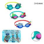 Trade Shop Traesio-occhialini Nuoto Per Bambini 3+anni Cinturino Regolabile Design Assortiti 21080 -