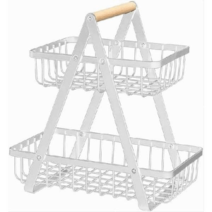 Trade Shop Traesio-cesto In Metallo 2 Livelli Portatile Cucina Scaffale Doccia Frutta Verdure Bagno -