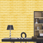 Trade Shop Traesio-pannello Spugna 3d Giallo Adesivo Pareti Sfondo Effetto Muro Mattoni 70x77cm -