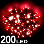 Trade Shop Traesio-catena Luminosa 200 Luci Led Lucciole Colore Rosso Con Controller 8 Funzioni -