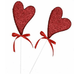 Trade Shop Traesio-set 4 Pz Cuori In Polistirolo Con Stand Cuore Glitterato 7cm San Valentino 68270 -