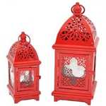 Trade Shop Traesio-porta Candela Natalizia Set 2 Pezzi Tealight Forma Lampada Rosso 34cm E 23cm -