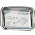 Trade Shop Traesio-vassoio Teglia In Acciaio Inox Rettangolare Portata Cucina Forno 27x20x4.8 Cm -