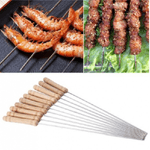 Trade Shop Traesio-12 Spiedini Manico Legno Da Barbecue In Acciaio 25 Cm Griglia Brace Arrosticini -