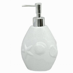 Cleafe-dispenser Porta Sapone Liquido Arredo Bagno Bianca Decorata Stile Marino 79281 -