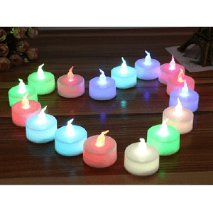 Set Candele Candeline A Batteria Tea Light A Led Multicolore Rgb Effetto Fiamma -