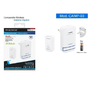 Maxtech-campanello Wireless Senza Fili Spina Incorporata Wifi Indicatore Led Camp-03 Maxtech -