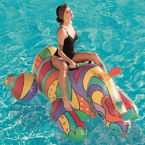 Trade Shop Traesio-rinoceronte Fashion Cavalcabile Gigante 201 X 102 Cm Gonfiabile Multicolore -