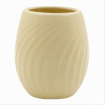 Cleafe-bicchiere Portaspazzolini In Ceramica Rigata Gialla Accessori Arredo Bagno 79961 -