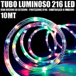 Trade Shop Traesio-tubo Luminoso 216 Led Multicolor 10 Mt 3vie Uso Interno/esterno + Controller -