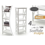 Kaela-scaffale Mobile A 4 Ripiani Mensole In Legno Colore Bianco 40x33x104 Cm 788253 -