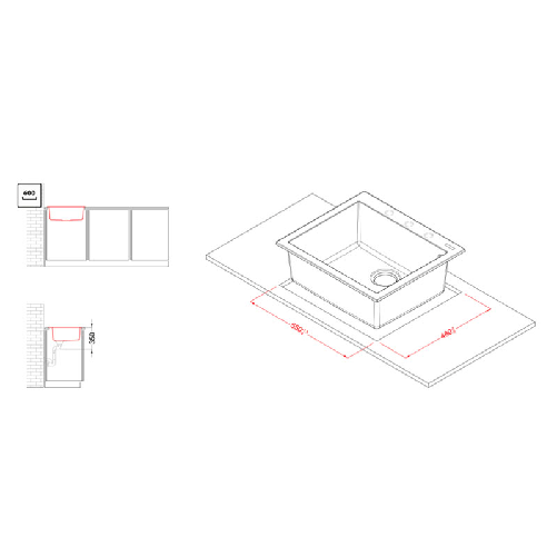Elleci-Lavello-Incasso-1-vasca-57x50-Quadra-105-Granitek-Espresso-Marrone-LGQ10578