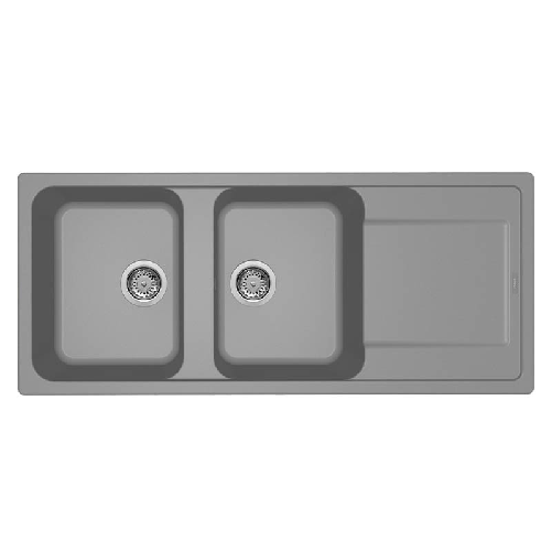Elleci-Lavello-Incasso-2-vasche-116x50-Life-500-Granitek-Grigio-Cemento-LG250048
