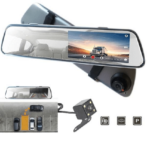 Trade Shop Traesio-specchietto Retrovisore Touch Dvr 4.39" Full Hd Tf Camera Anteriore Posteriore -