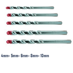 Trade Shop Traesio-set 5 Punte Punta Trapano A Spirale Per Muro E Metallo Rosso 4-5-6-8-10 Mm Foro -