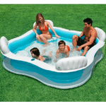 Trade Shop Traesio-piscina Gonfiabile Fuoriterra 4 Sedili 229x229x66cm Con 2 Portabicchieri -