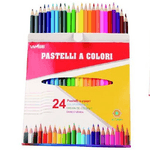 Trade Shop Traesio-set Pastelli Colorati 24 Pz. Matite In Legno Per Colorare Uso Scuola Disegno -