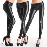 Trade Shop Traesio-leggings Pantalone Da Donna Nero Effetto Pelle Taglia Comodo E Pratico Tg M/l -