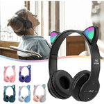 Trade Shop Traesio-cuffie Per Bambini Pieghevoli Senza Fili Con Orecchie Di Gatto A Led Bluetooth -