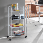 Trade Shop Traesio-carrello Portaoggetti Porta Oggetti 4 Ripiani Bianco Per Cucina Bagno 30x40x77cm -