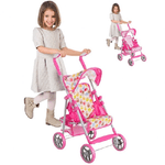 Trade Shop Traesio-passeggino Carrozzina Bambole Giocattolo Bambini Pieghevole Con Cappottina -