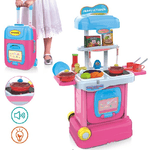 Trade Shop Traesio-cucina Giocattolo Bambini Fornello Luci Suoni Richiudibile In Trolley Accessori -