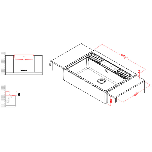 Elleci-Lavello-Incasso-1-vasca-90x665-Spazio-900-Extra-Keratek-Bianco-White-Assoluto-LKS90096XLP