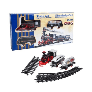 Trade Shop Traesio-pista Treno Trenino 13 Pezzi Con Binari Locomotiva Vagoni Con Luci E Suoni -