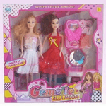 Trade Shop Traesio-gemelle Alla Moda Bambole Con Accessori Giocattolo Gioco Bambina -