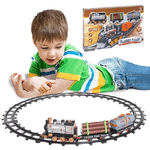 Trade Shop Traesio-pista Treno Trenino Per Bambini Lunghezza 144cm Con Binari Locomotiva E 2 Vagoni -