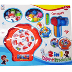 Trade Shop Traesio-2in1 Colpisci Talpa Pesca Pazza 8 Pesci Gioco Tavolo Bambini Effetti Sonori Gara -