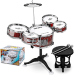 Trade Shop Traesio-set 8pz Batteria Per Bambini 5 Tamburi Musicale Percussioni 3-10 Anni Giocattoli -