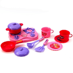 Trade Shop Traesio-set Cucina Per Bambine 11 Pz Con Piano Cottura Stoviglie Pentole Accessori Gioco -