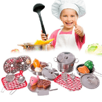 Trade Shop Traesio-set Cucina Giocattoli Bambini In Metallo 23pz Con Pentole Mestoli E Accessori -