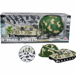 Trade Shop Traesio-playset Carro Armato Militare A Frizione Con Soldato Armi Ed Elmetto -