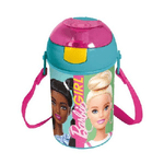 Trade Shop Traesio-borraccia Barbie Bambine Con Tracolla Con Tappo A Pulsante In Plastica 450ml -