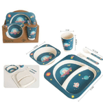 Trade Shop Traesio-set Pappa Per Bambini 5 Pezzi Con Piatti Bicchieri E Posate Materiale Bamboo -