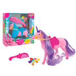 Trade Shop Traesio-cavallo Amico Unicorno Floccato Con Accessori Perline Pettine Gioco Per Bimbe -