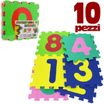 Trade Shop Traesio-tappeto Puzzle Bambini Morbido Pavimento 10 Mattonelle 30x30cm Quadrati E Numeri -