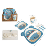 Trade Shop Traesio-set Pappa Per Bambini 5 Pezzi Con Piatti Bicchieri E Posate Materiale Bamboo -