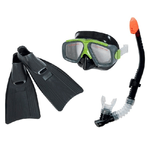 Trade Shop Traesio-set Maschera Boccaio Pinne Per Immersioni Snorkeling Sub Mare Piscina Nero -