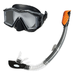 Trade Shop Traesio-set Maschera Con Boccaio Per Immersioni Snorkeling Sub Mare Piscina Nero -