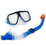 Trade Shop Traesio-set Maschera Con Boccaio Per Immersioni Snorkeling Sub Mare Piscina Blu -