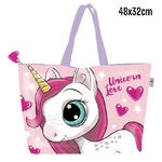 Trade Shop Traesio-borsa Da Mare Unicorno Rosa Per Donna E Bambina Shopping Bag Unicorn Love -