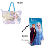 Trade Shop Traesio-telo Mare In Cotone Frozen 2 + Borsa Da Spiaggia Asciugamano Per Mare Piscina -