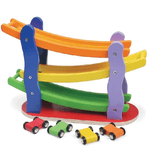 Trade Shop Traesio-garage 3 Livelli Scivolo Parcheggio Pista Macchinine Giocattolo In Legno Bambini -